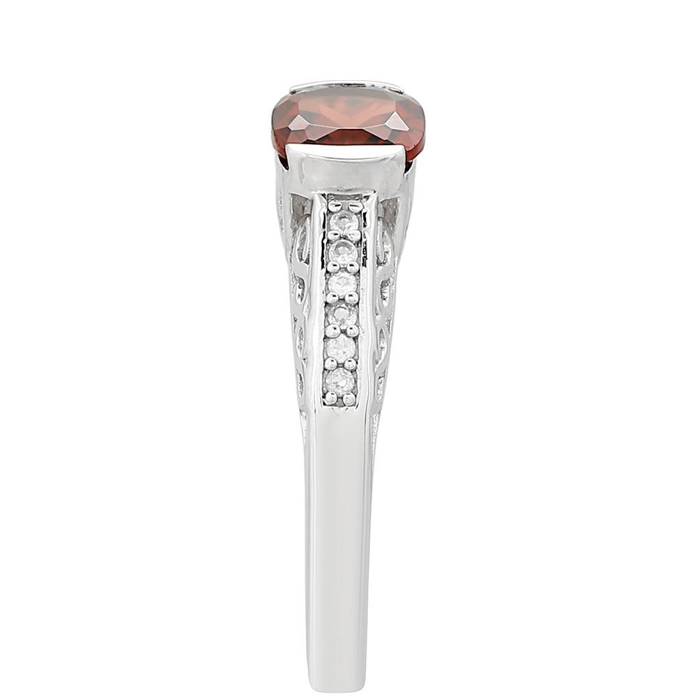 Inel din Argint 925 ( 2.38 grame ) cu Granat și Topaz Alb 1.23 Carate