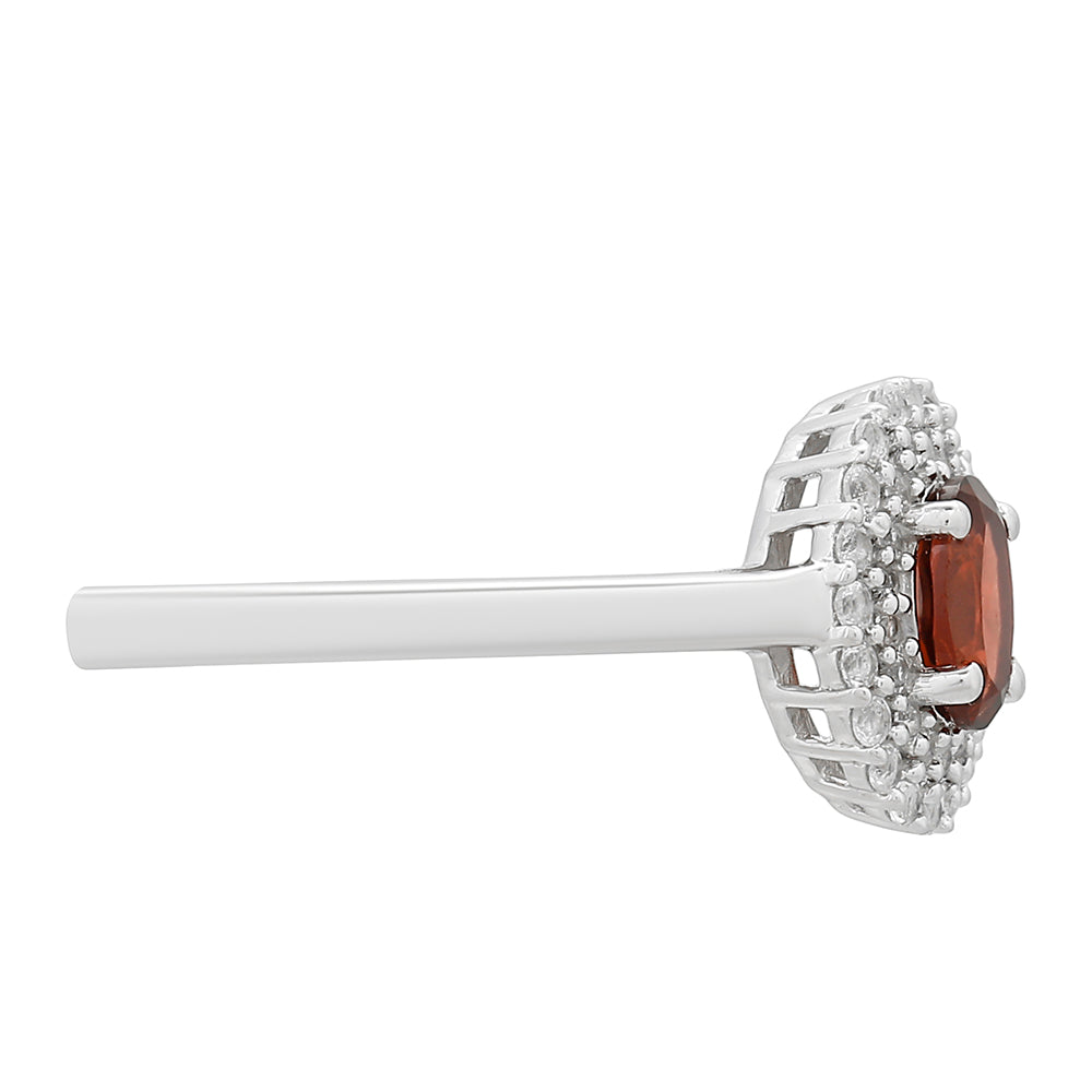 Inel din Argint 925 ( 2.05 grame ) cu Granat și Topaz Alb 0.8 Carate