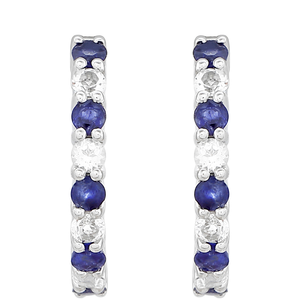 Cercei din Argint 925 ( 2.02 grame ) cu Safir Thailandez și Topaz Alb 0.87 Carate