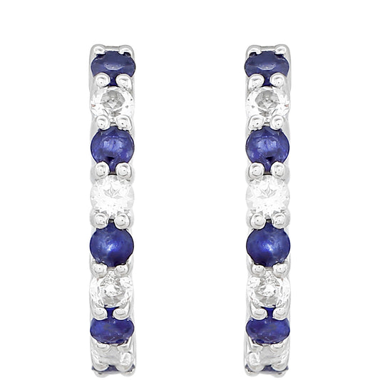 Cercei din Argint 925 ( 2.02 grame ) cu Safir Thailandez și Topaz Alb 0.87 Carate