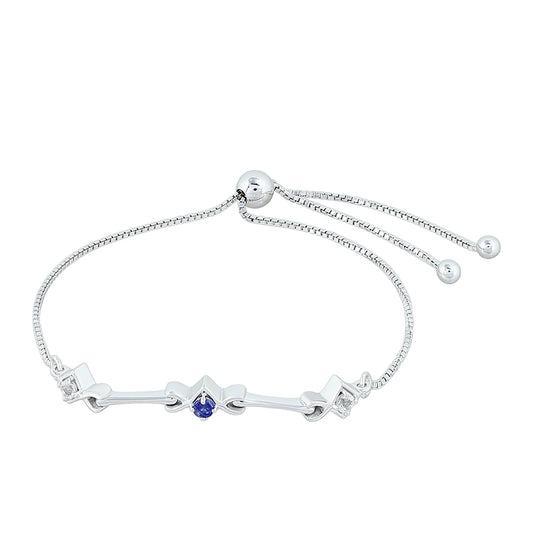 Brățară din Argint 925 ( 4.09 grame ) cu Safir Thailandez și Topaz Alb 0.26 Carate