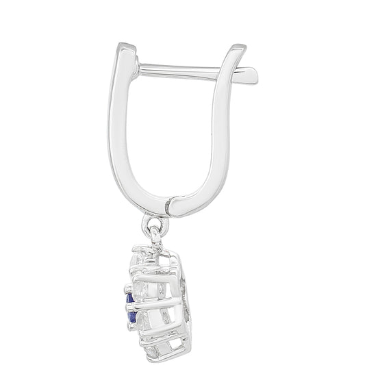 Cercei din Argint 925 ( 2.47 grame ) cu Safir Thailandez și Topaz Alb 1.15 Carate