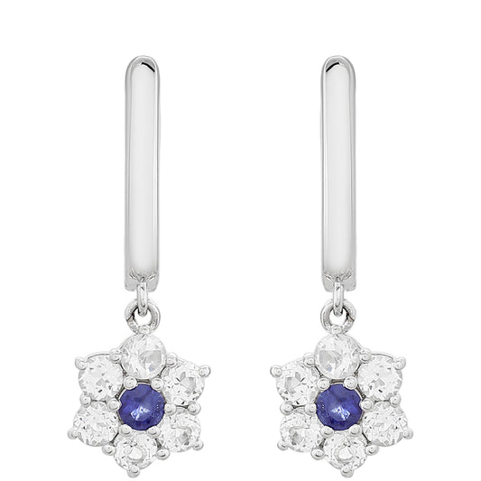 Cercei din Argint 925 ( 2.47 grame ) cu Safir Thailandez și Topaz Alb 1.15 Carate