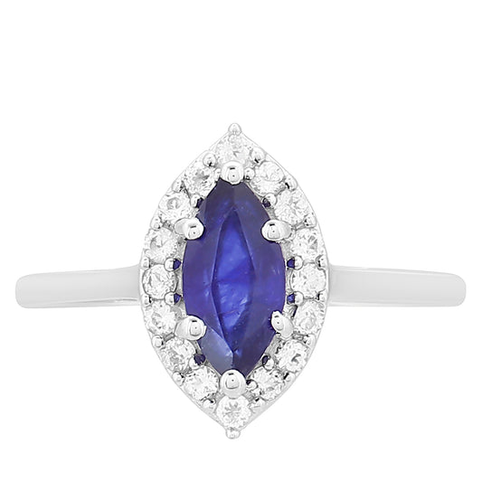 Inel din Argint 925 ( 1.86 grame ) cu Safir Thailandez și Topaz Alb 1.52 Carate