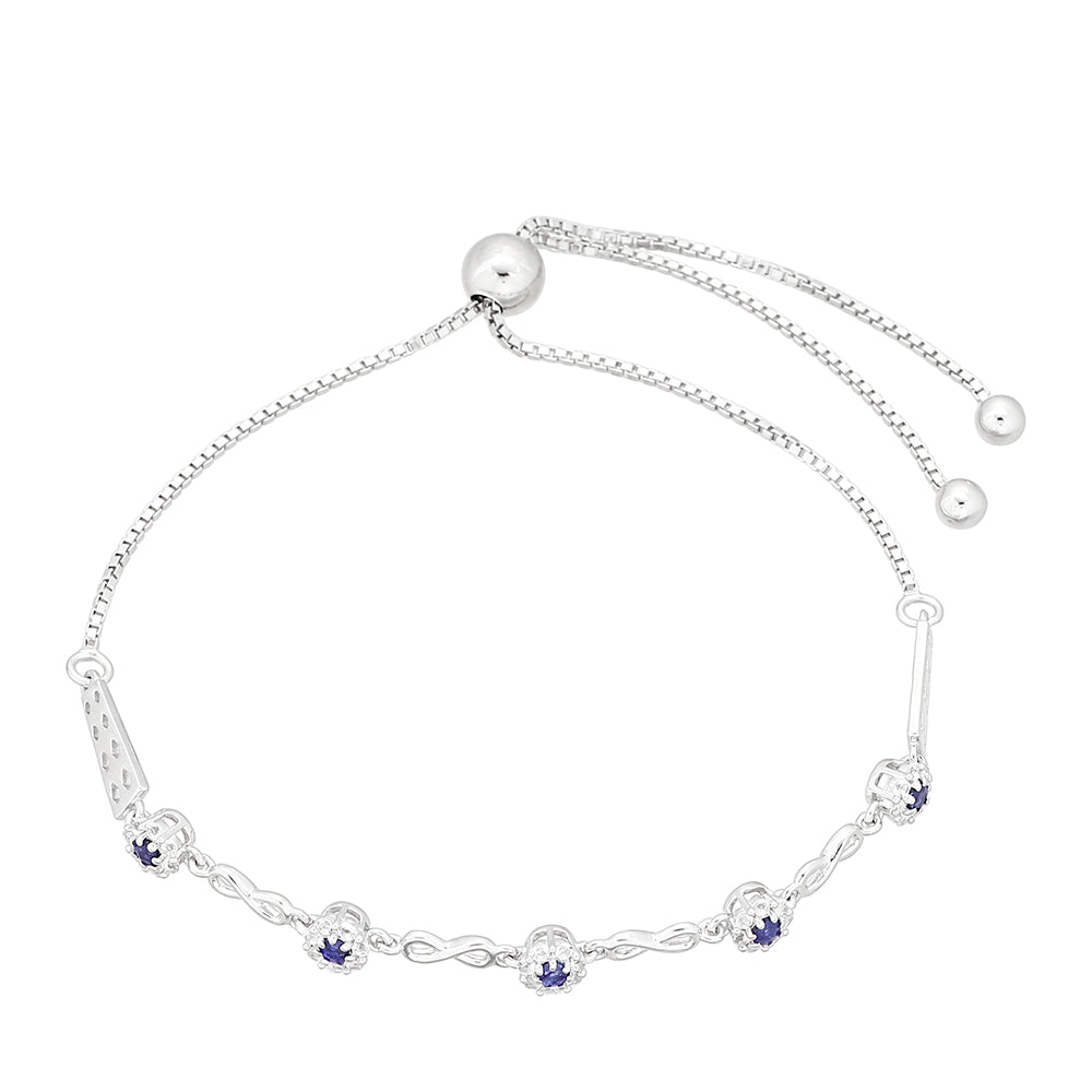 Brățară din Argint 925 ( 3.82 grame ) cu Safir Thailandez și Topaz Alb 0.66 Carate