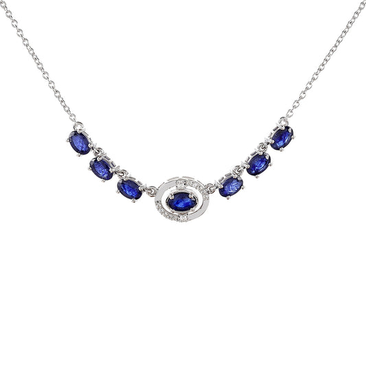 Colier din Argint 925 ( 5.04 grame ) cu Safir Thailandez și Topaz Alb 4.63 Carate