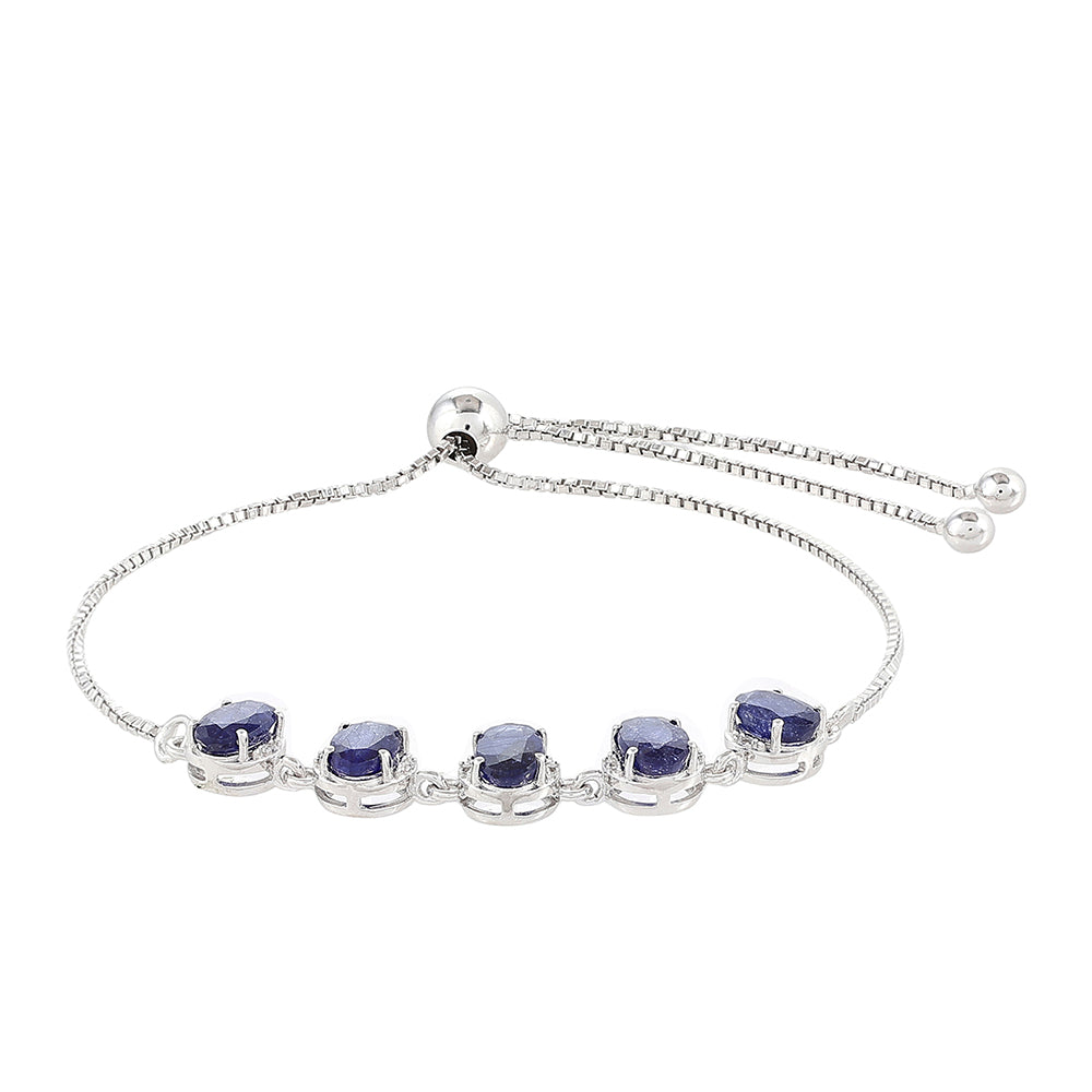 Brățară din Argint 925 ( 3.7 grame ) cu Safir Thailandez și Topaz Alb 3.53 Carate 2 
