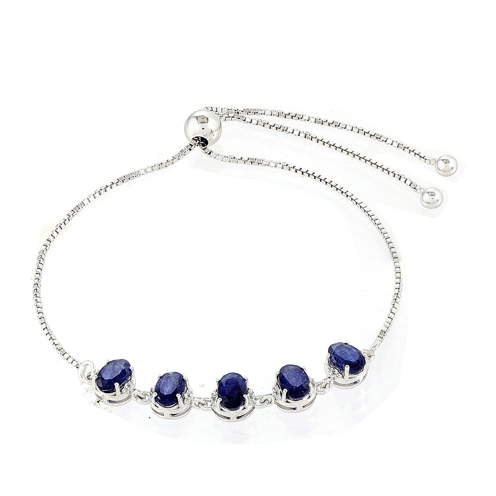 Brățară din Argint 925 ( 3.7 grame ) cu Safir Thailandez și Topaz Alb 3.53 Carate 1 