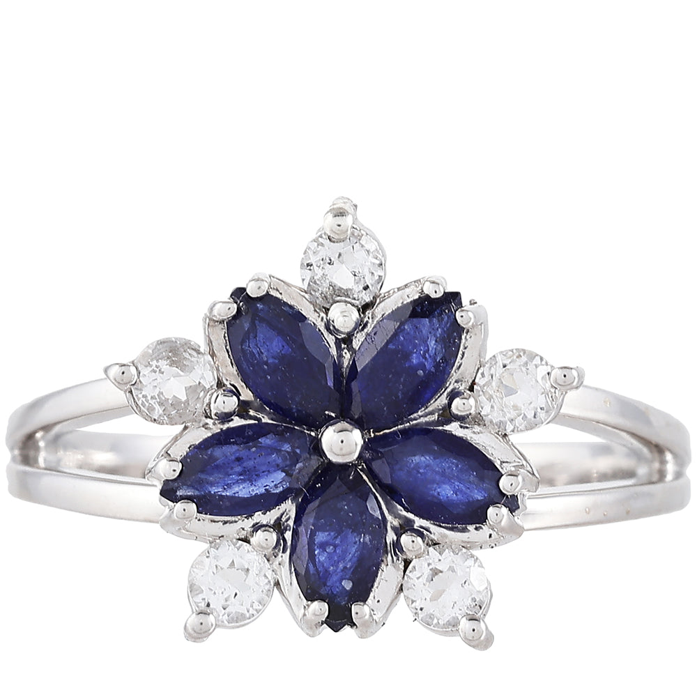 Inel din Argint 925 ( 3.02 grame ) cu Safir Thailandez și Topaz Alb 1.5 Carate