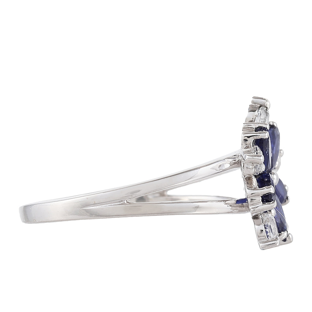 Inel din Argint 925 ( 3.02 grame ) cu Safir Thailandez și Topaz Alb 1.5 Carate 2 