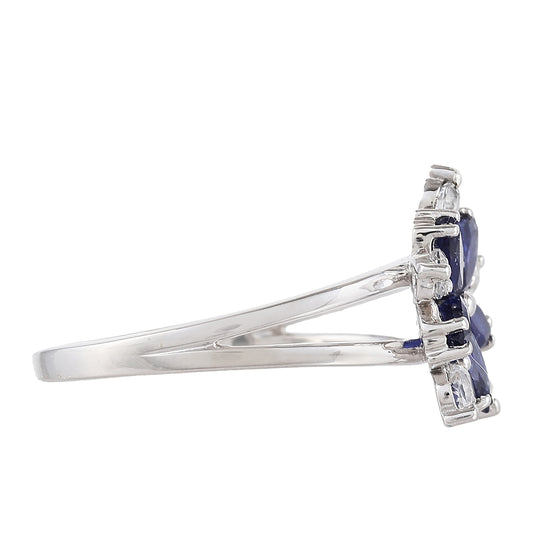 Inel din Argint 925 ( 3.02 grame ) cu Safir Thailandez și Topaz Alb 1.5 Carate