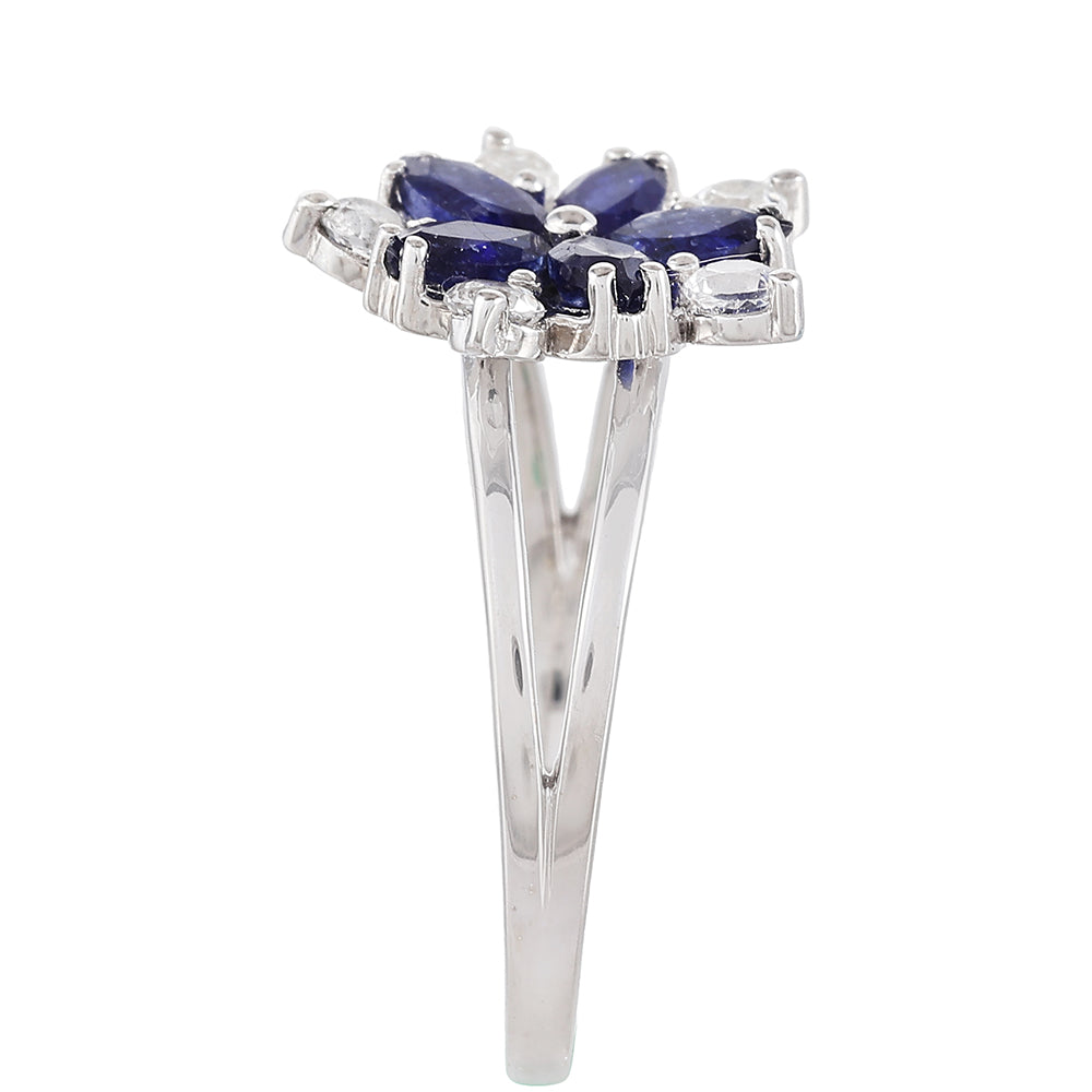 Inel din Argint 925 ( 3.02 grame ) cu Safir Thailandez și Topaz Alb 1.5 Carate 3 