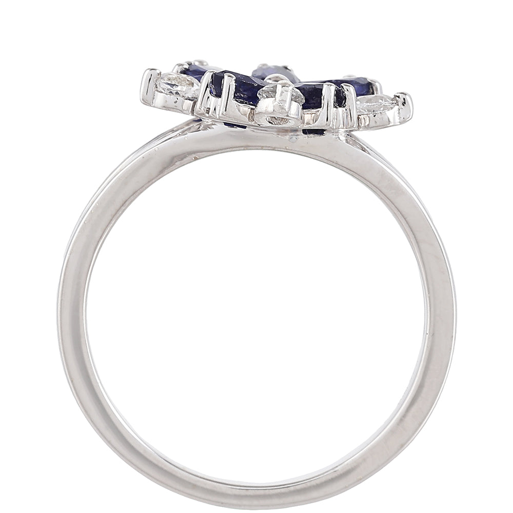 Inel din Argint 925 ( 3.02 grame ) cu Safir Thailandez și Topaz Alb 1.5 Carate 4 