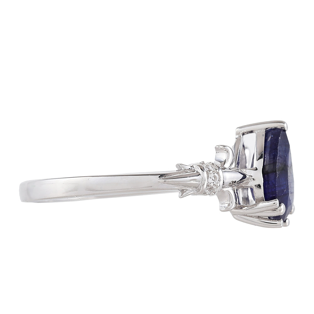 Inel din Argint 925 ( 2.17 grame ) cu Safir Thailandez și Topaz Alb 1.78 Carate 2 