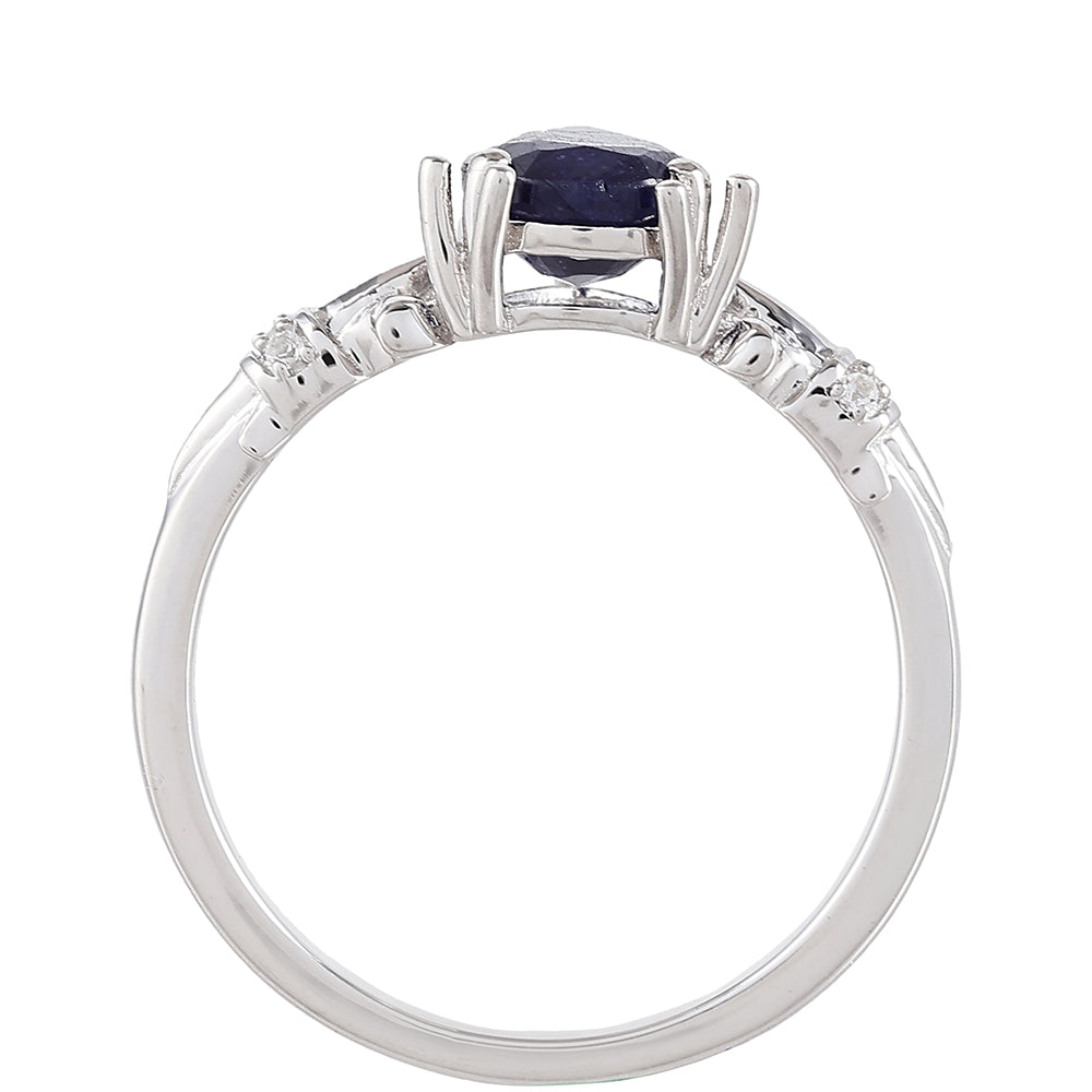 Inel din Argint 925 ( 2.17 grame ) cu Safir Thailandez și Topaz Alb 1.78 Carate 4 