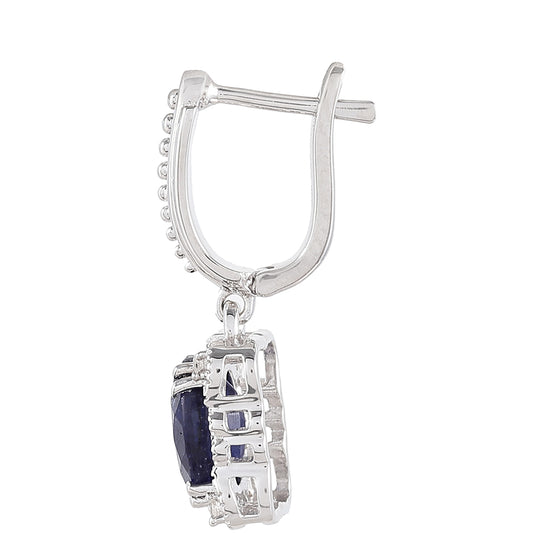 Cercei din Argint 925 ( 2.08 grame ) cu Safir Thailandez și Topaz Alb 2.37 Carate