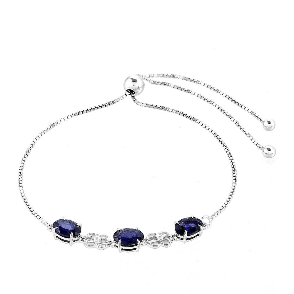 Brățară din Argint 925 ( 3.25 grame ) cu Safir Thailandez și Topaz Alb 3.64 Carate 1 