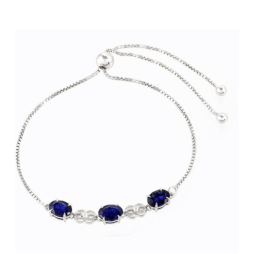 Brățară din Argint 925 ( 3.25 grame ) cu Safir Thailandez și Topaz Alb 3.64 Carate 2 