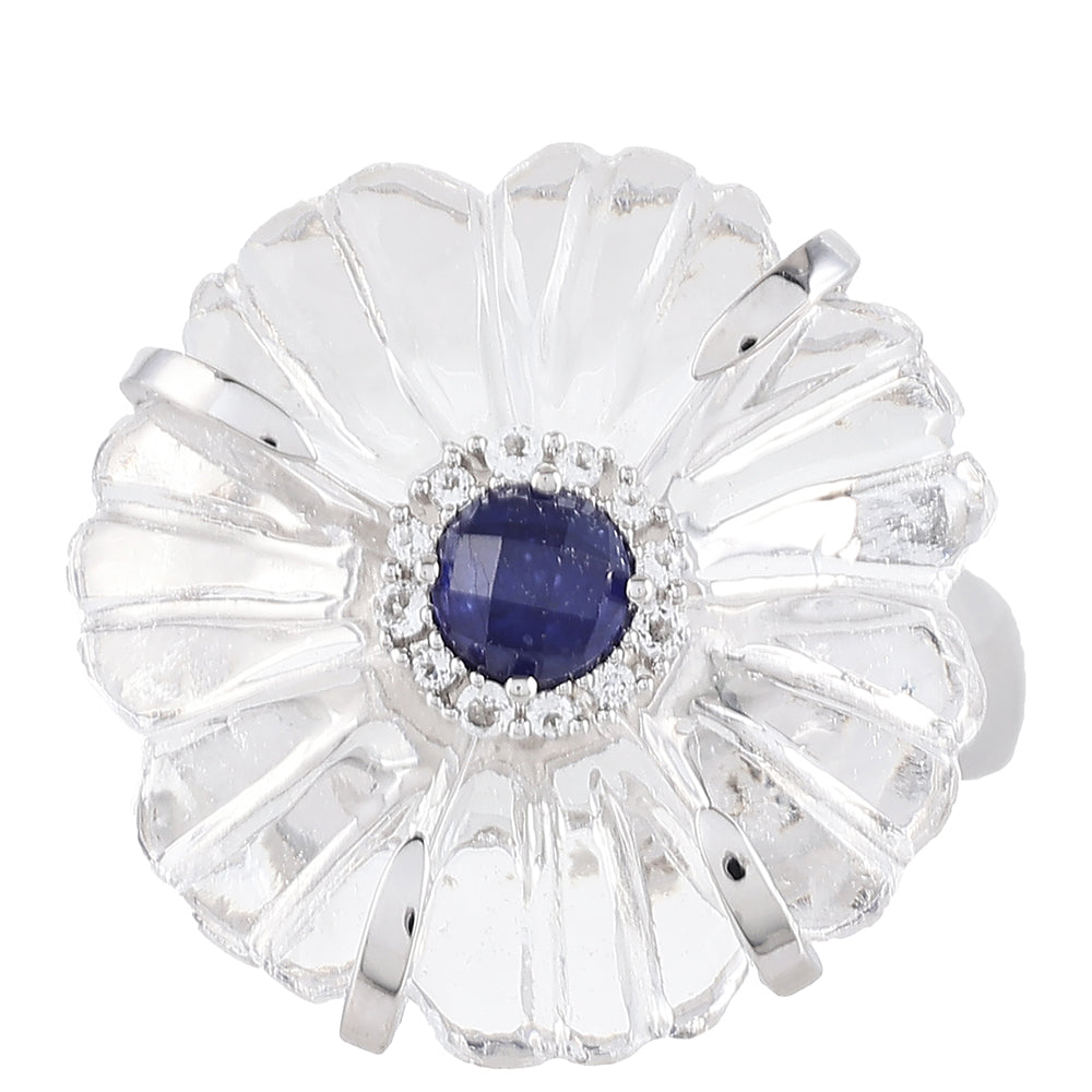 Inel din Argint 925 ( 3.98 grame ) cu Safir Thailandez și Cuarț 11.55 Carate 1 