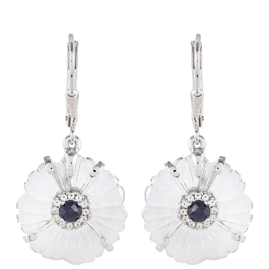 Cercei din Argint 925 ( 2.95 grame ) cu Safir Thailandez și Cuarț 13.14 Carate