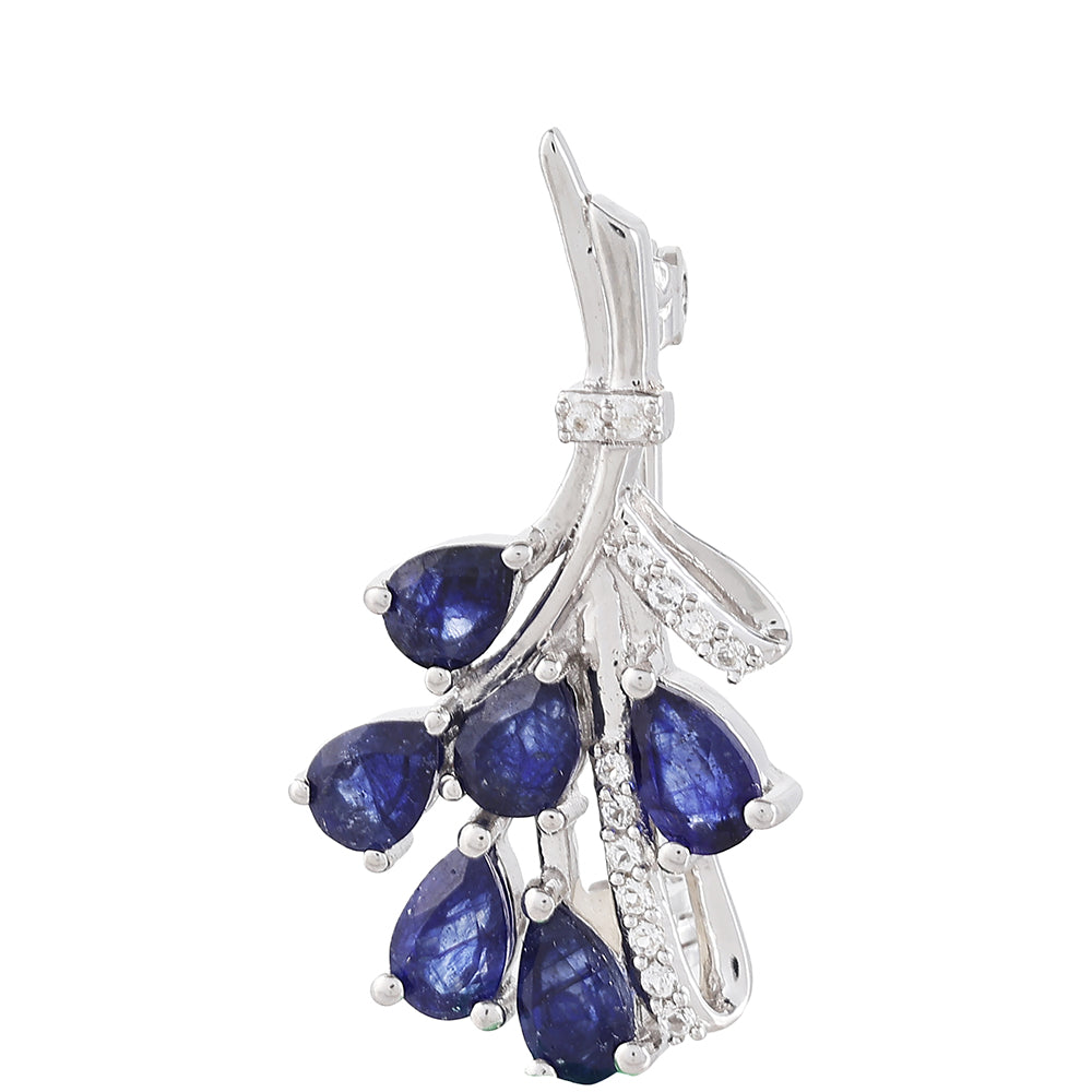 Broşă din Argint 925 ( 2.19 grame ) cu Safir Thailandez și Topaz Alb 1.73 Carate 2 