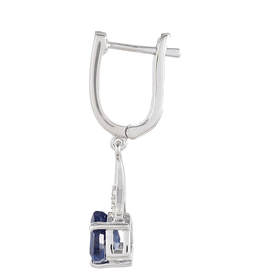 Cercei din Argint 925 ( 2.57 grame ) cu Safir Thailandez și Topaz Alb 2.2 Carate