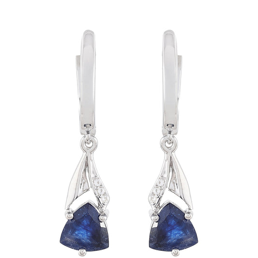 Cercei din Argint 925 ( 2.57 grame ) cu Safir Thailandez și Topaz Alb 2.2 Carate