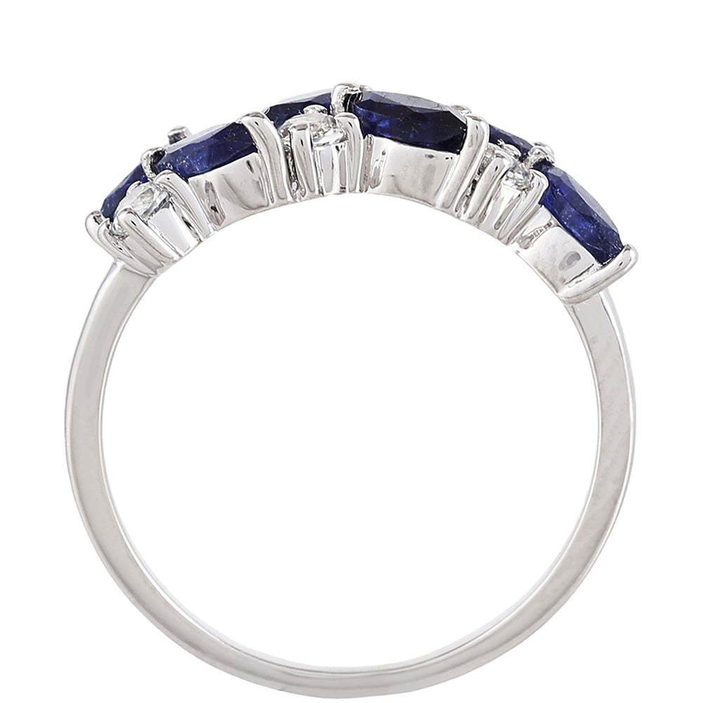 Inel din Argint 925 ( 2.08 grame ) cu Safir Thailandez și Topaz Alb 1.79 Carate 4 