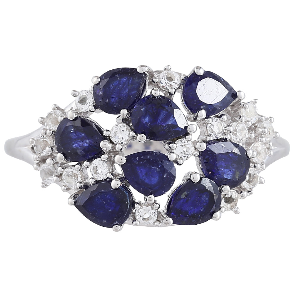 Inel din Argint 925 ( 2.46 grame ) cu Safir Thailandez și Topaz Alb 2.21 Carate 1 