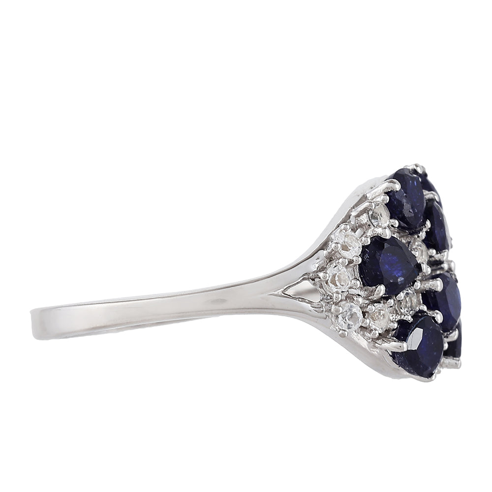 Inel din Argint 925 ( 2.46 grame ) cu Safir Thailandez și Topaz Alb 2.21 Carate