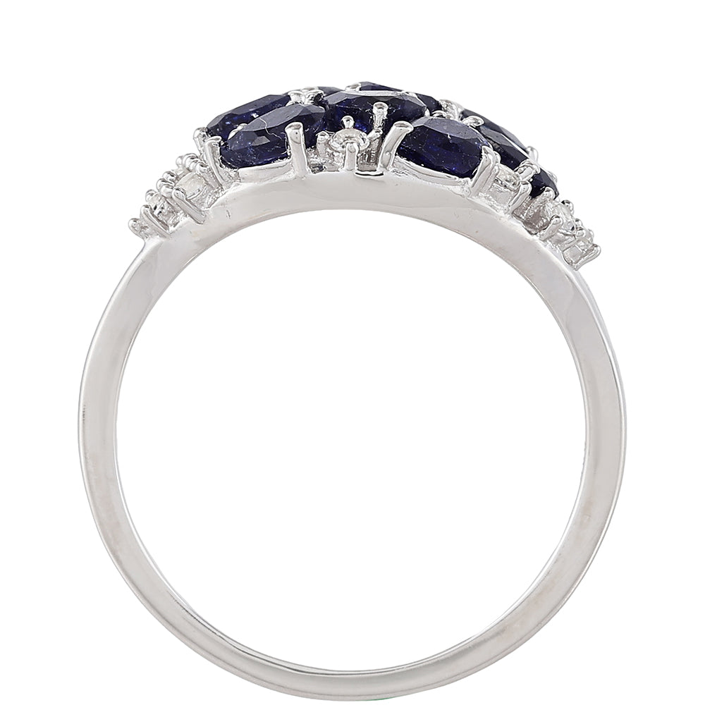 Inel din Argint 925 ( 2.46 grame ) cu Safir Thailandez și Topaz Alb 2.21 Carate