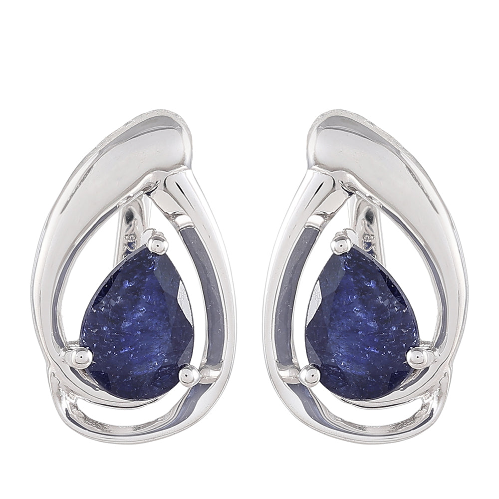 Cercei din Argint 925 ( 2.23 grame ) cu Safir Thailandez 2.09 Carate