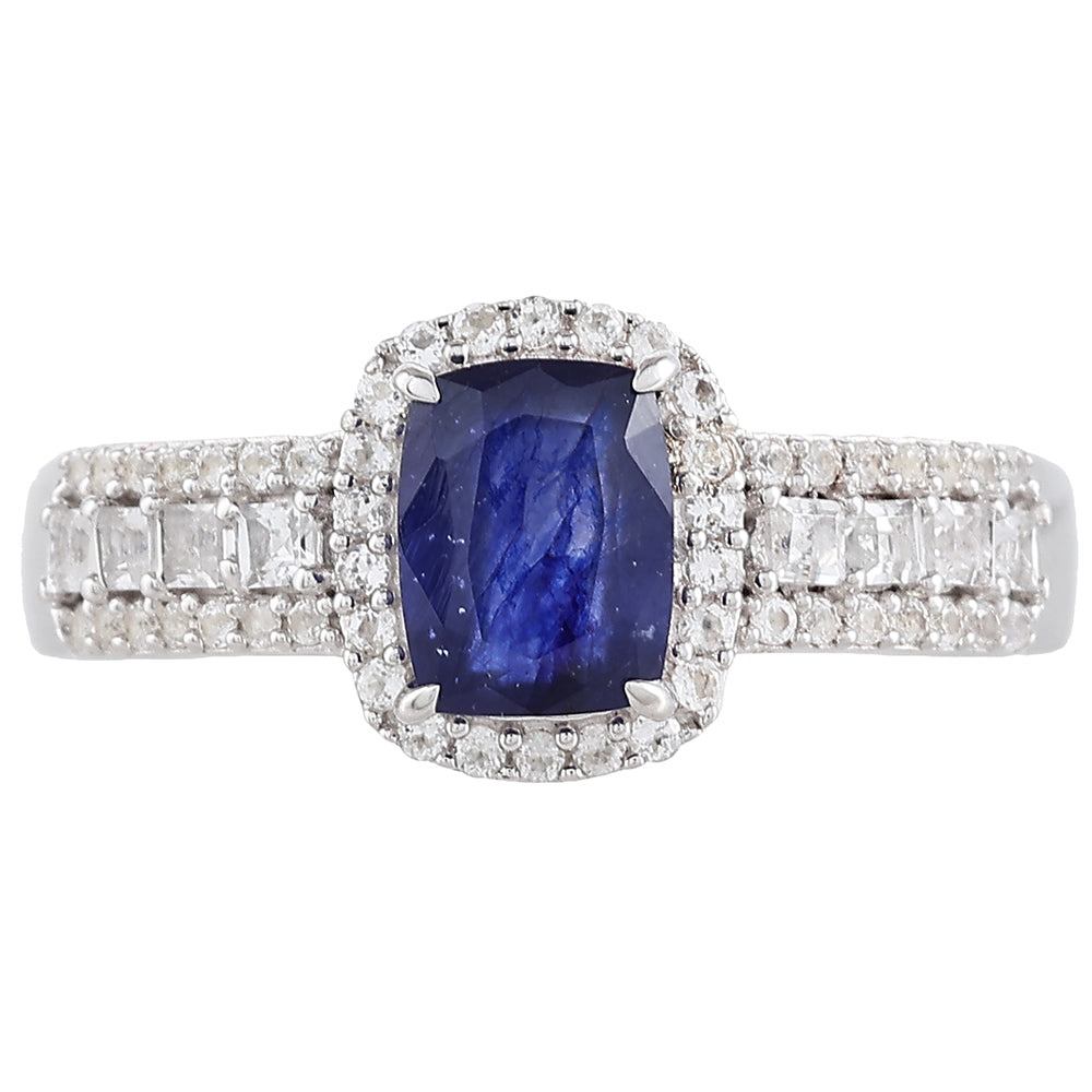 Inel din Argint 925 ( 3.11 grame ) cu Safir Thailandez și Topaz Alb 1.84 Carate