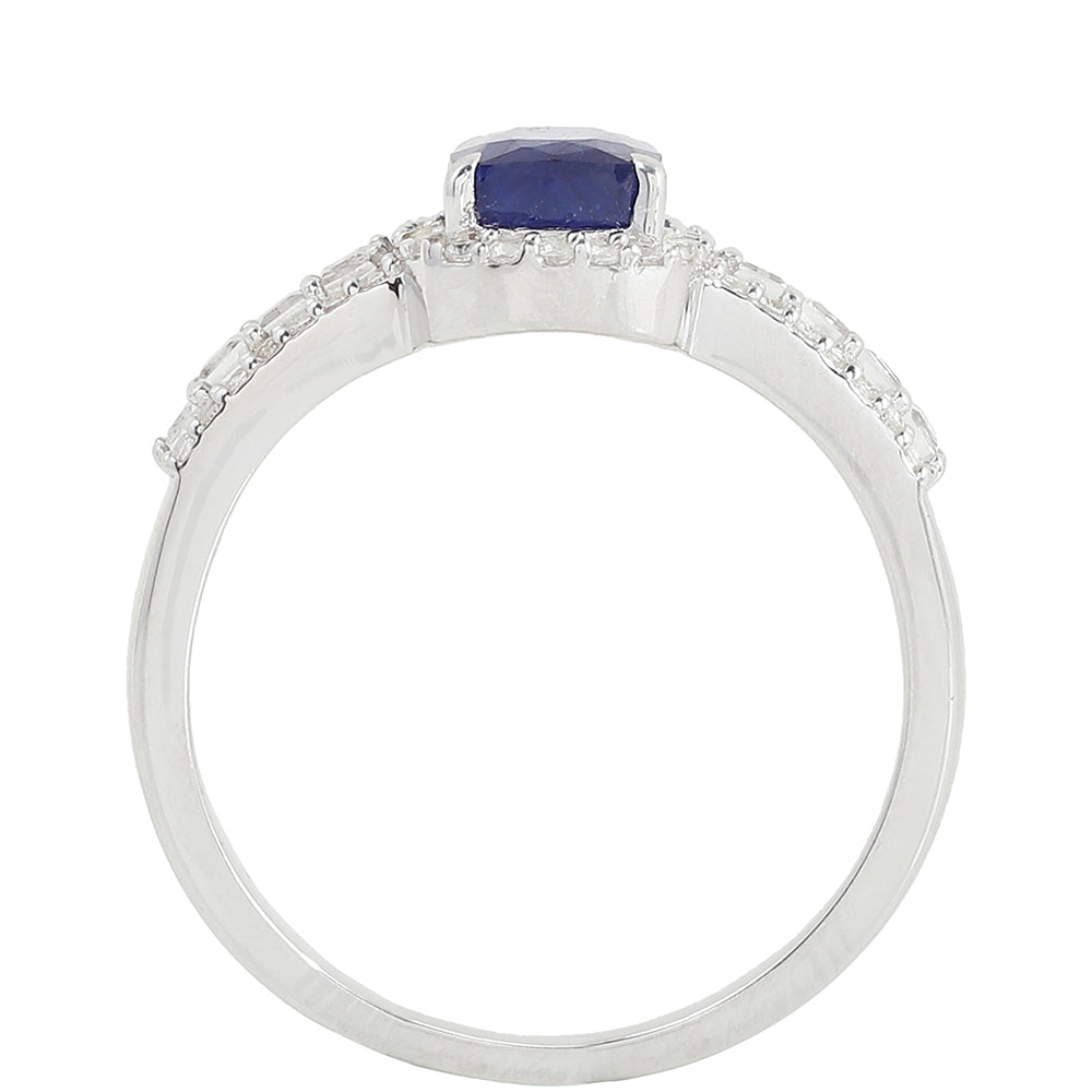 Inel din Argint 925 ( 3.11 grame ) cu Safir Thailandez și Topaz Alb 1.84 Carate 4 