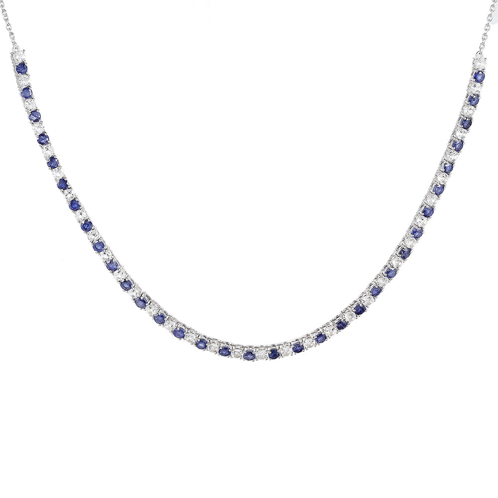 Colier din Argint 925 ( 8.13 grame ) cu Safir Thailandez și Topaz Alb 10.15 Carate 1 