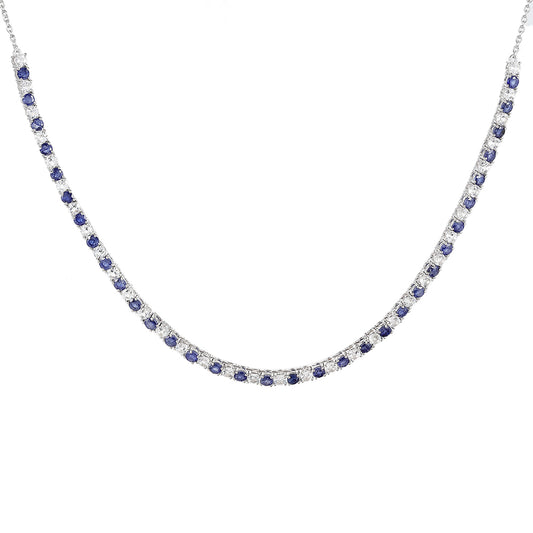 Colier din Argint 925 ( 8.13 grame ) cu Safir Thailandez și Topaz Alb 10.15 Carate