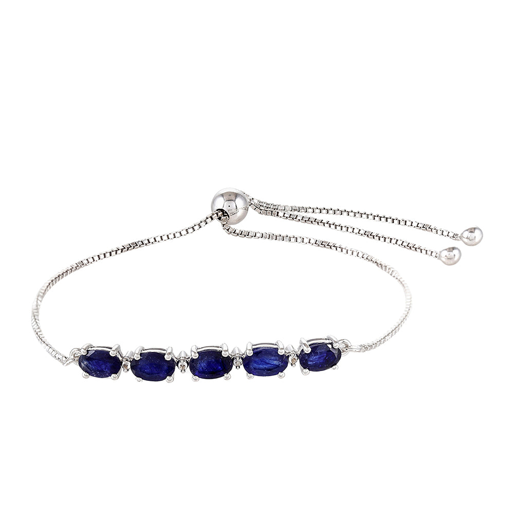 Brățară din Argint 925 ( 3.46 grame ) cu Safir Thailandez și Topaz Alb 3.35 Carate 1 