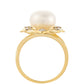 Inel din Argint 925 Placat cu Aur ( 4.81 grame ) cu Perlă de Cultură și Topaz Alb 5.96 Carate