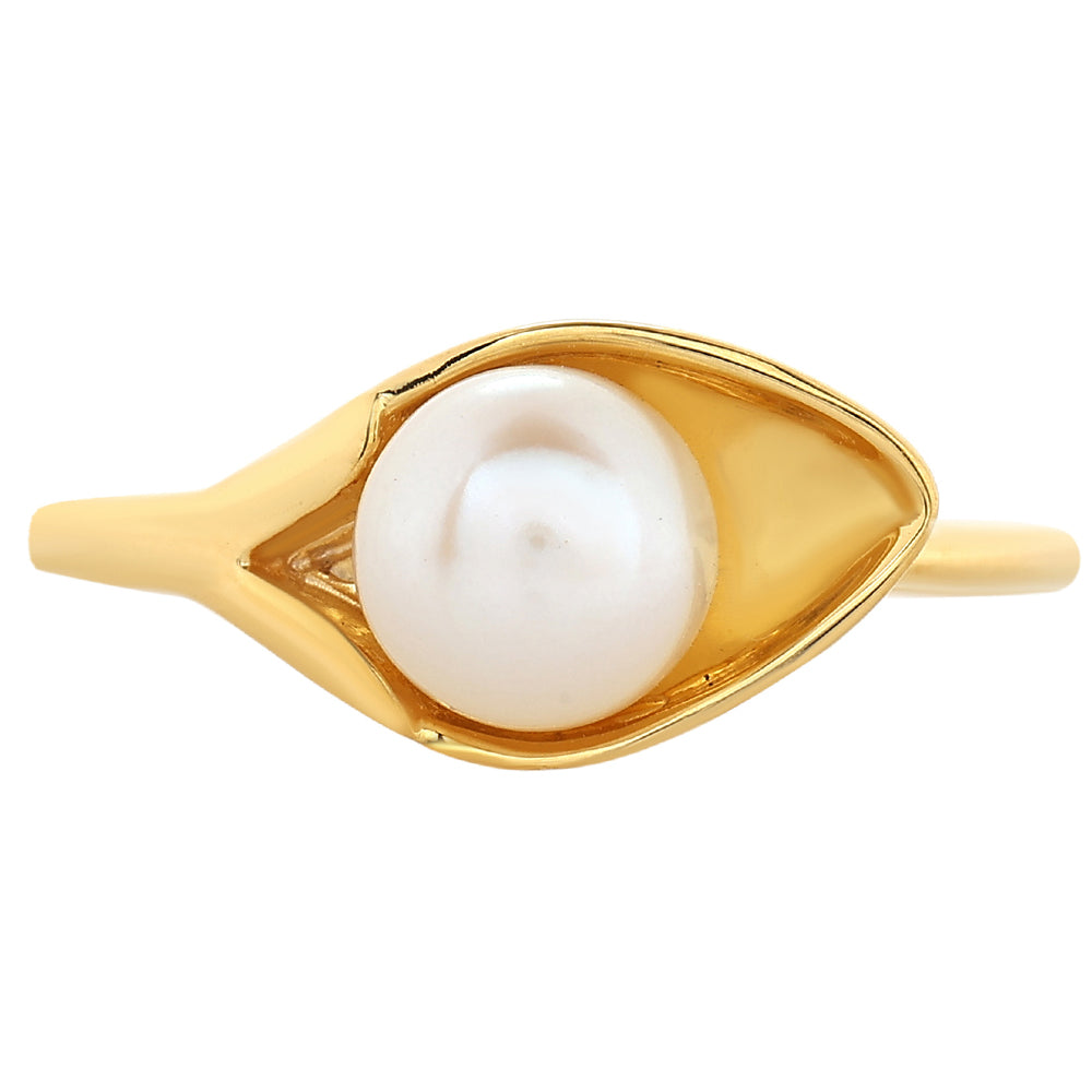 Inel din Argint 925 Placat cu Aur ( 1.98 grame ) cu Perlă de Cultură 1.89 Carate 1 