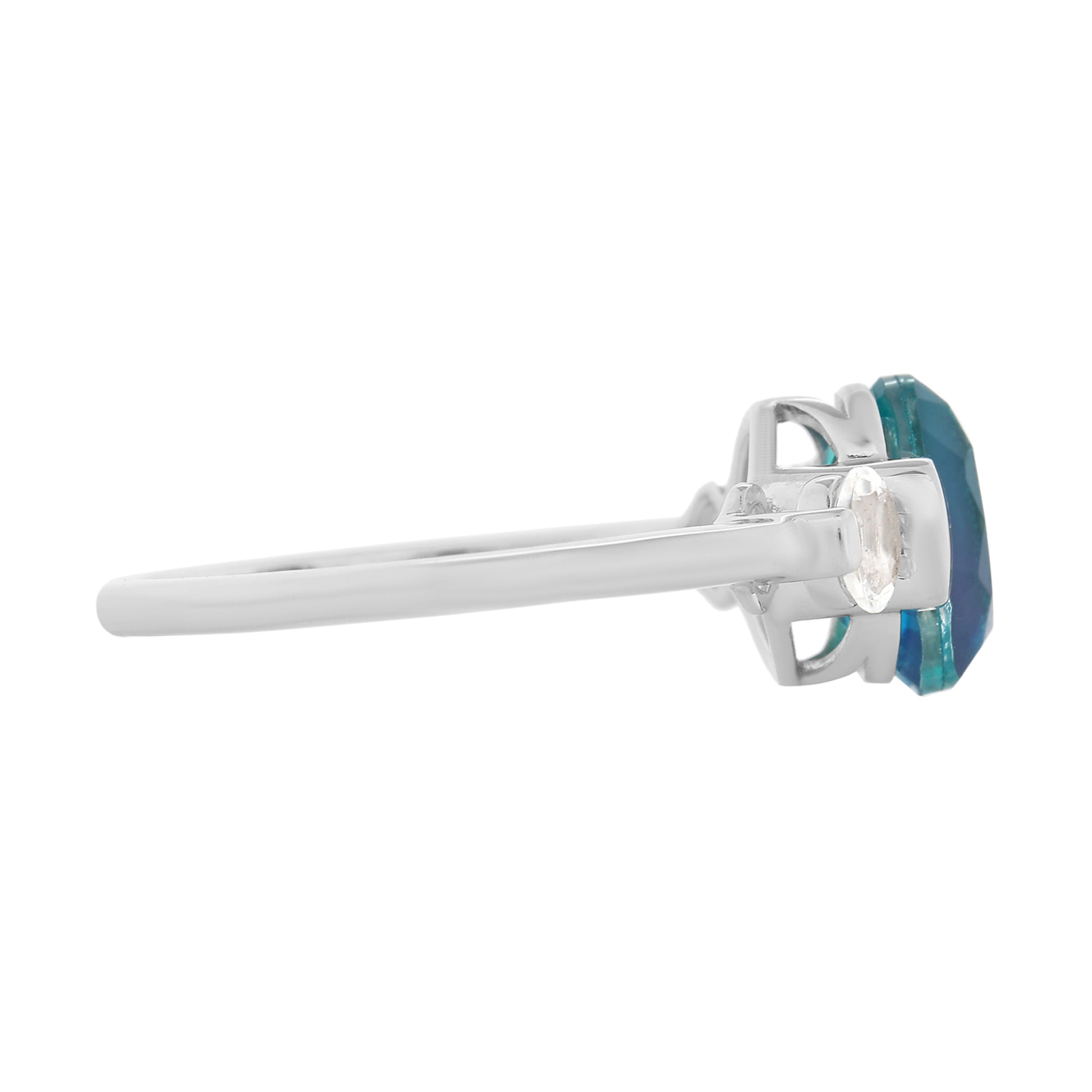 Inel din Argint 925 ( 2.17 grame ) cu Cuarț Păun și Topaz Alb 2.34 Carate 5 