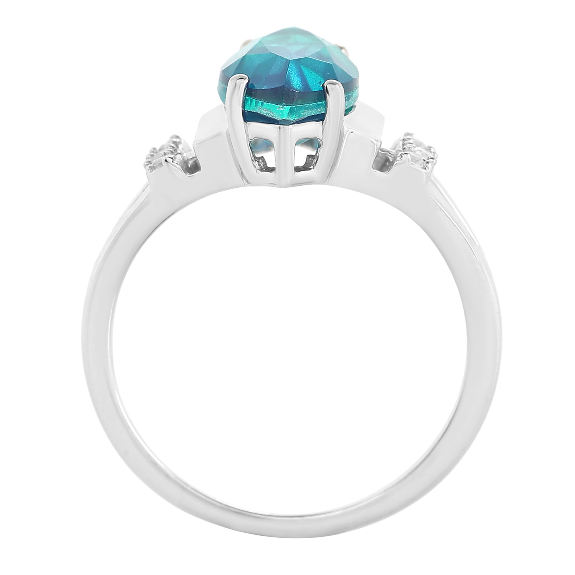 Inel din Argint 925 ( 3 grame ) cu Cuarț Păun și Topaz Alb 2.95 Carate 6 