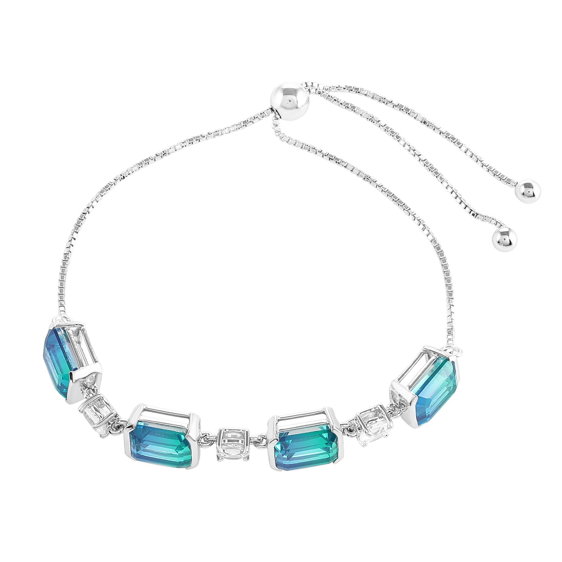 Brățară din Argint 925 ( 5.22 grame ) cu Cuarț Păun și Topaz Alb 11.45 Carate 3 