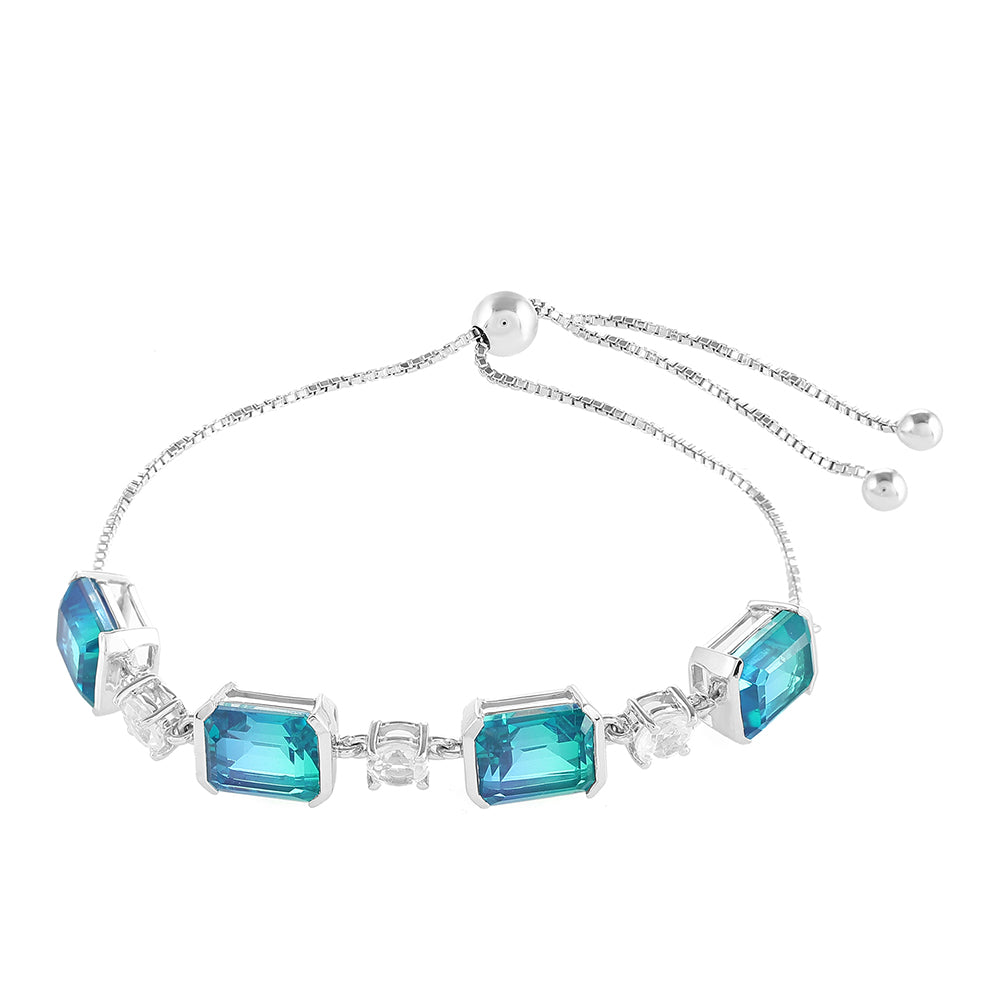 Brățară din Argint 925 ( 5.22 grame ) cu Cuarț Păun și Topaz Alb 11.45 Carate 1 