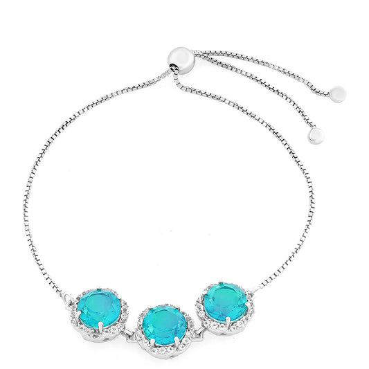 Brățară din Argint 925 ( 5.64 grame ) cu Cuarț Păun și Topaz Alb 7 Carate