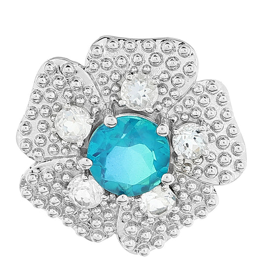 Pandantiv din Argint 925 ( 5.06 grame ) cu Cuarț Păun și Topaz Alb 3.19 Carate