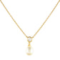 Colier din Argint 925 Placat cu Aur ( 3.3 grame ) cu Perlă de Cultură și Topaz Alb 6.38 Carate