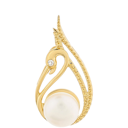 Pandantiv din Argint 925 Placat cu Aur ( 1.17 grame ) cu Perlă de Cultură și Topaz Alb 1.82 Carate