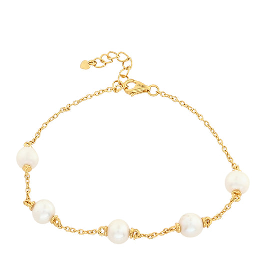 Brățară din Argint 925 Placat cu Aur ( 1.44 grame ) cu Perlă de Cultură 8.63 Carate