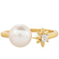 Inel din Argint 925 Placat cu Aur ( 1.79 grame ) cu Perlă de Cultură și Topaz Alb 2.94 Carate