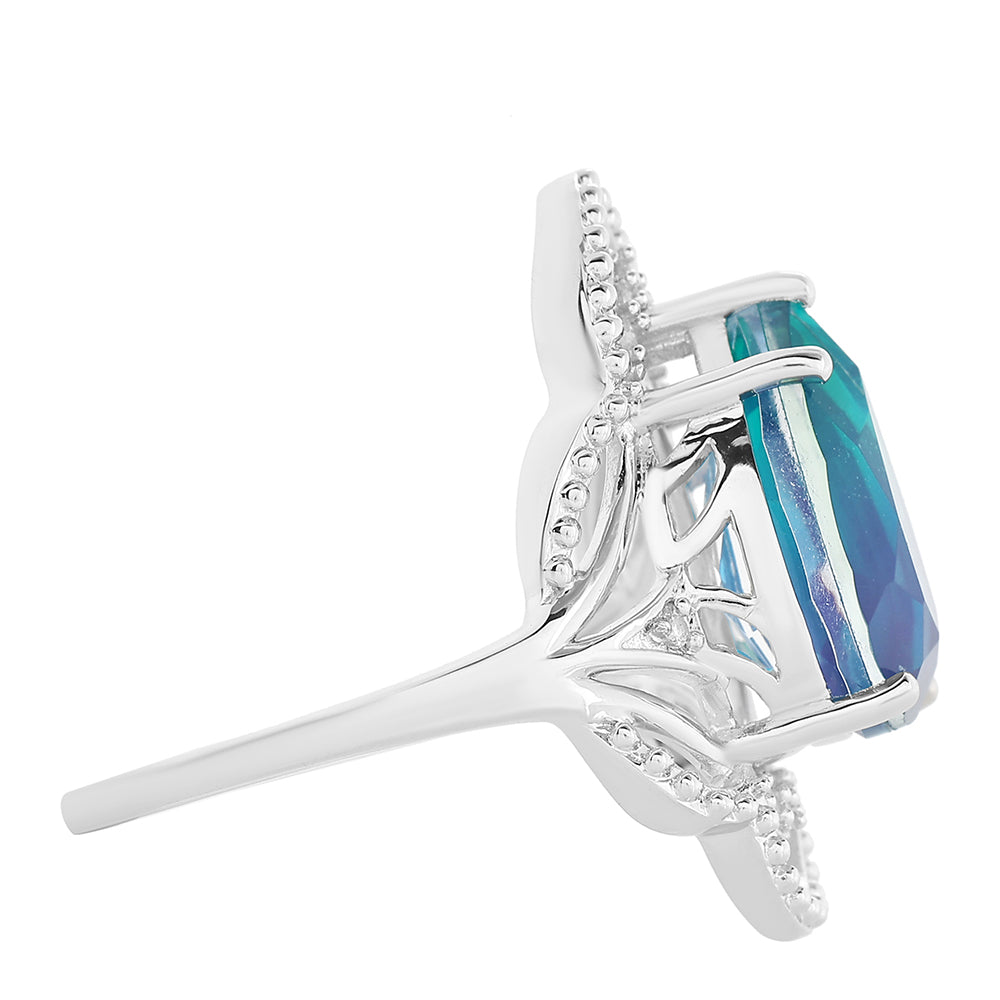 Inel din Argint 925 ( 3.65 grame ) cu Cuarț Păun și Topaz Alb 4.19 Carate 2 